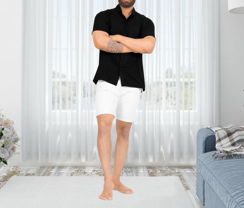 LA LEELA Men Short Sleeve Button Down Shirts Solid Shirt Summer Beach Tops with Pocket Spread Collar Casual Camp Vacation Dress Shirts for Men M Black Plain - Image 5